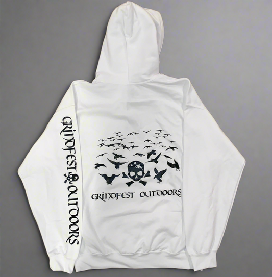 White Hoodie with Snow Geese Logo