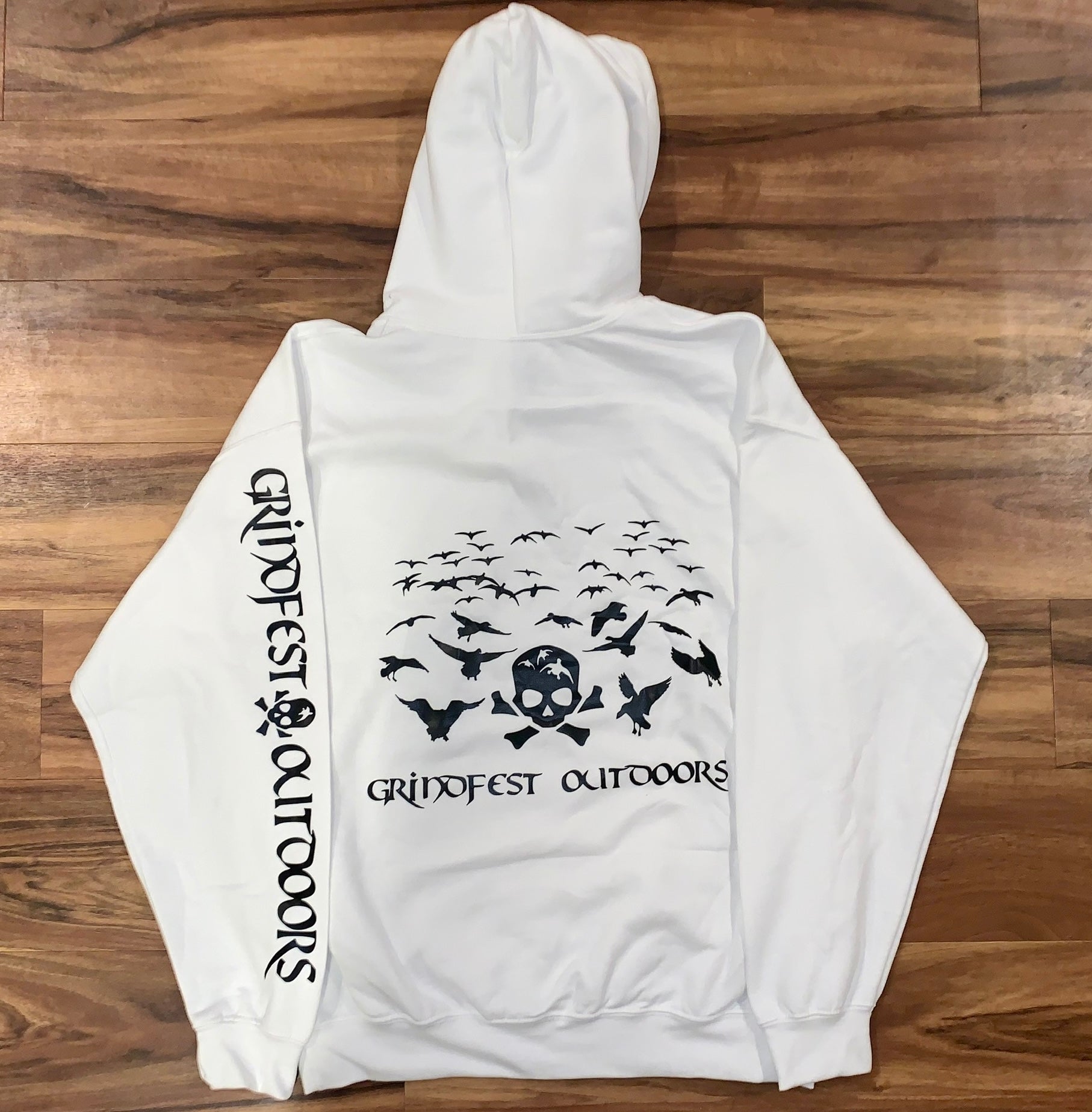 White Hoodie with Snow Geese Logo